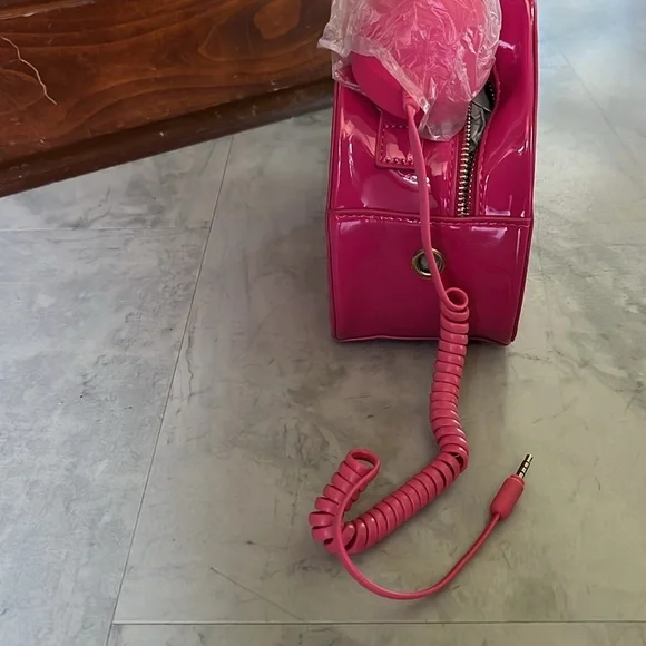 CALL ME old-fashioned Handset phone NWT works from your bag pink patent/white - Picture 11 of 11